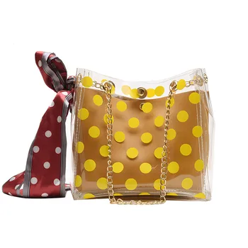 

New Elegant Shoulder Bag Women Wild Simple Messenger Bag For Girls Women Silk Scarf Transparent Wild Child Bucket Bag K626