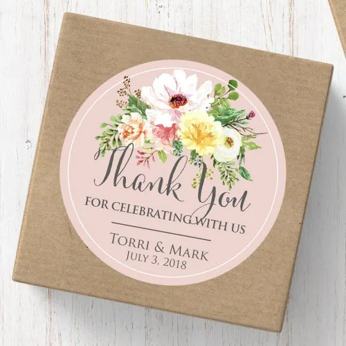 

100 Pieces, 3-7CM, Custom Personalized, Wedding Stickers, Candy Favors Gift Boxes Labels, Gold Rings