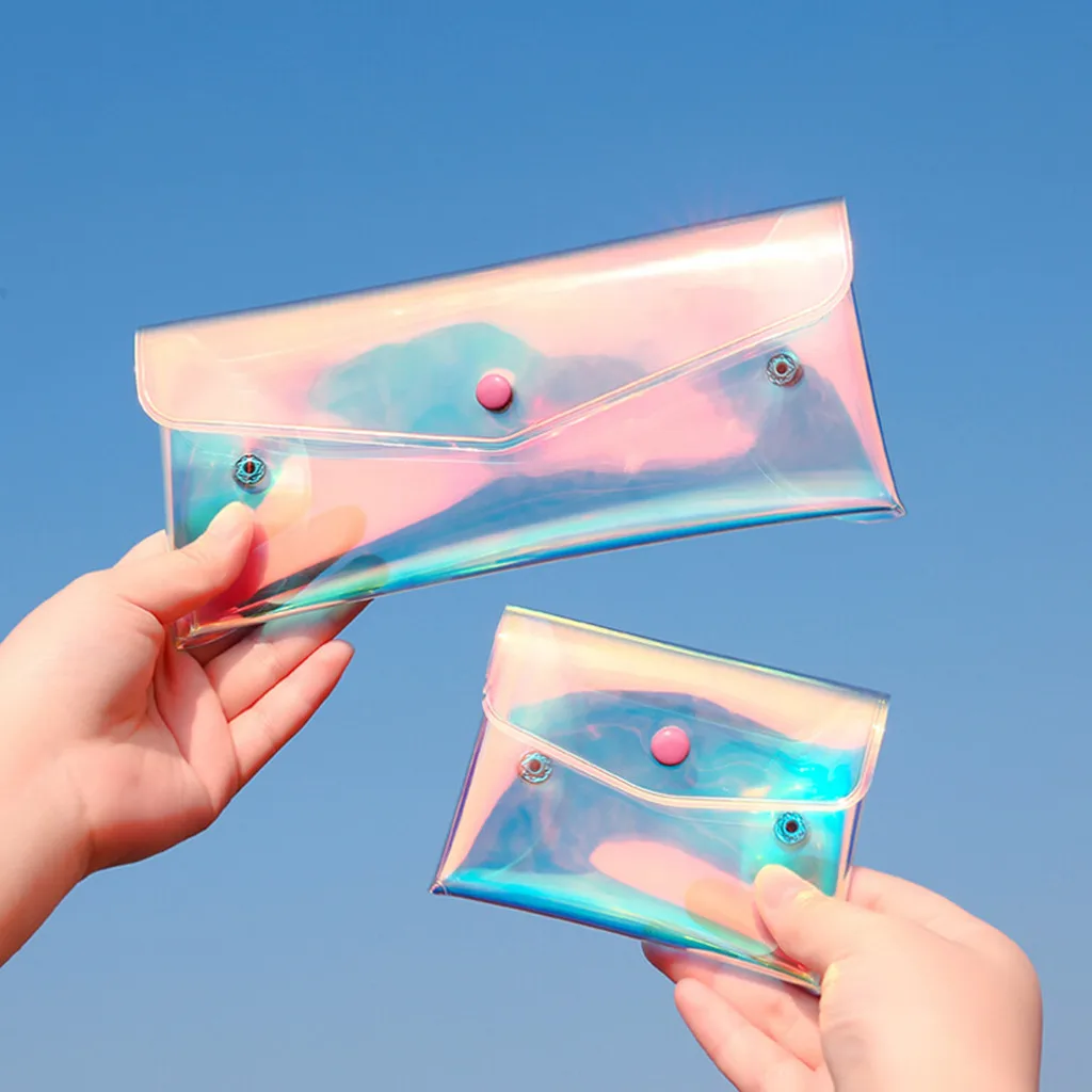 

INS Style Summer Laser Coin Purse Women Ladies Makeup Organizer Blu-ray colorful Data Cable Storage Bag Soft Sister Bags Set