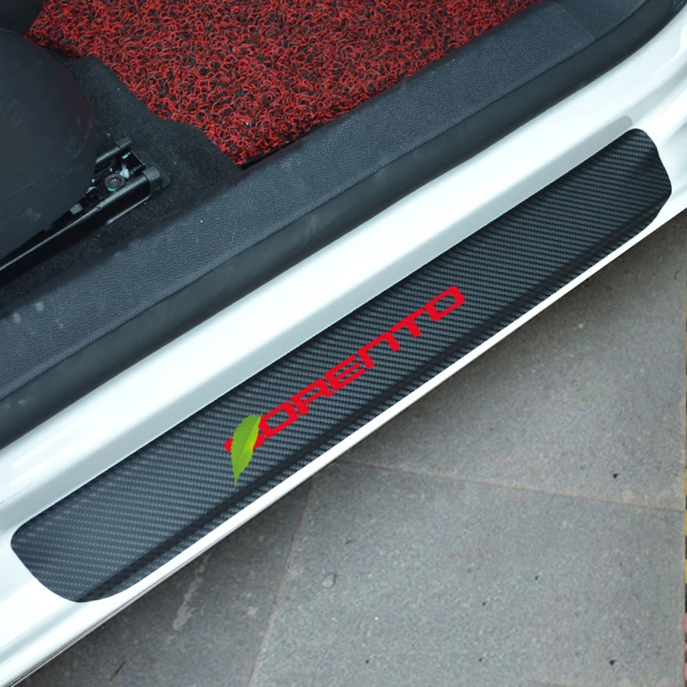 

4D Carbon Fiber Vinyl Sticker Car Door Sill Protector Scuff Plate Car Decal for KIA Family SORENTO etc Car Accessories