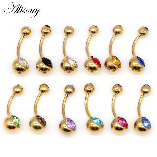 1pc G23 Titanium Navel Rings Gold Anodized Belly Button Piercing Navels