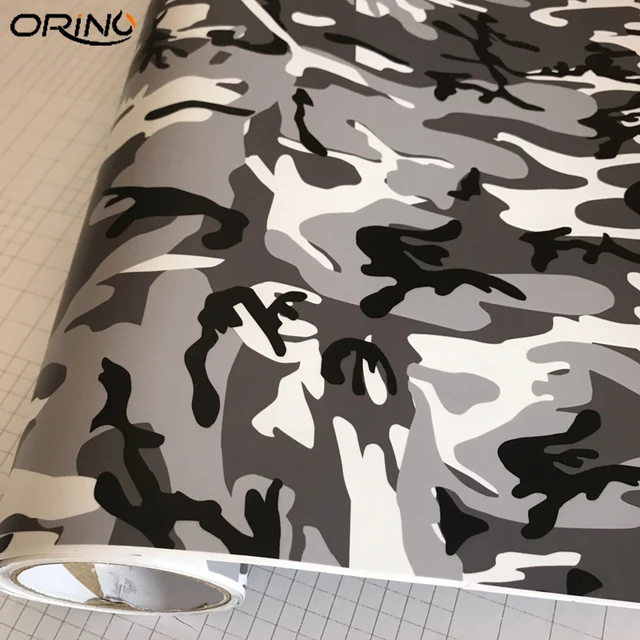 Gray Black White Snow Camo VINYL Full Car Wrapping Camouflage Foil