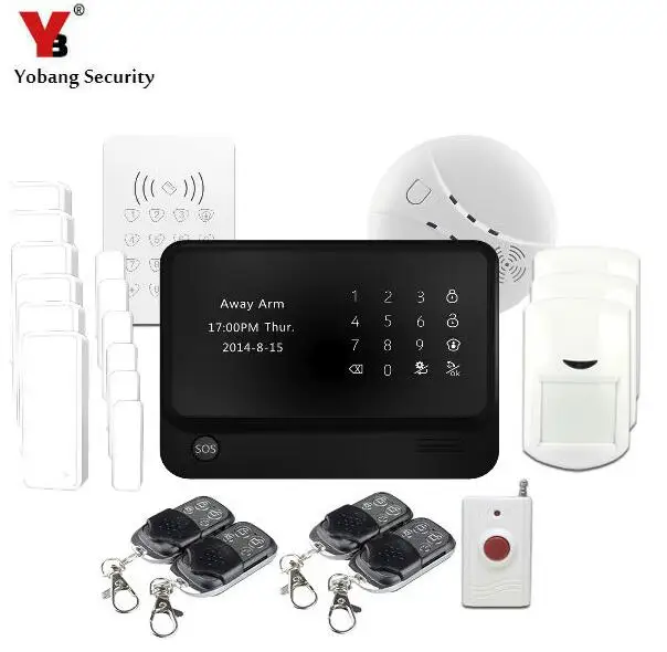 

YoBang Security Android IOS APP Controls Wireless WIFI GSM Home Safety Alarm System And Wireless Keyboard G90B Smoke Fire Sensor