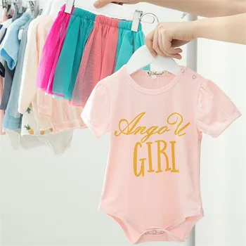 

Adorable newborn baby girls short sleeve jumpsuit for girls clothes princess baby mesh tulle pettiskirt clothing set toddler