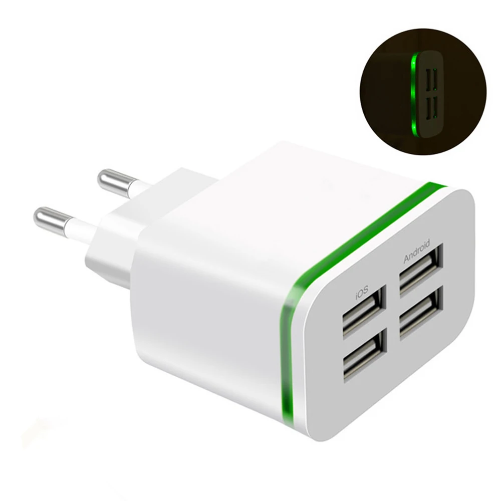 

4-Port Portable EU Plug USB Power Charger Adapter Charging for Travel Mobile Phone MP3/MP4 Player
