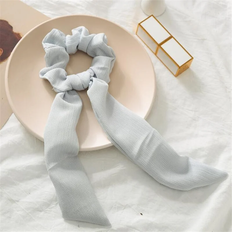 Light Blue 1 шт., весенне-летние модные женские Однотонные резинки для волос для девочек, эластичные резинки для волос, сказочные элегантные круглые резинки для волос - Цвет: Light Blue