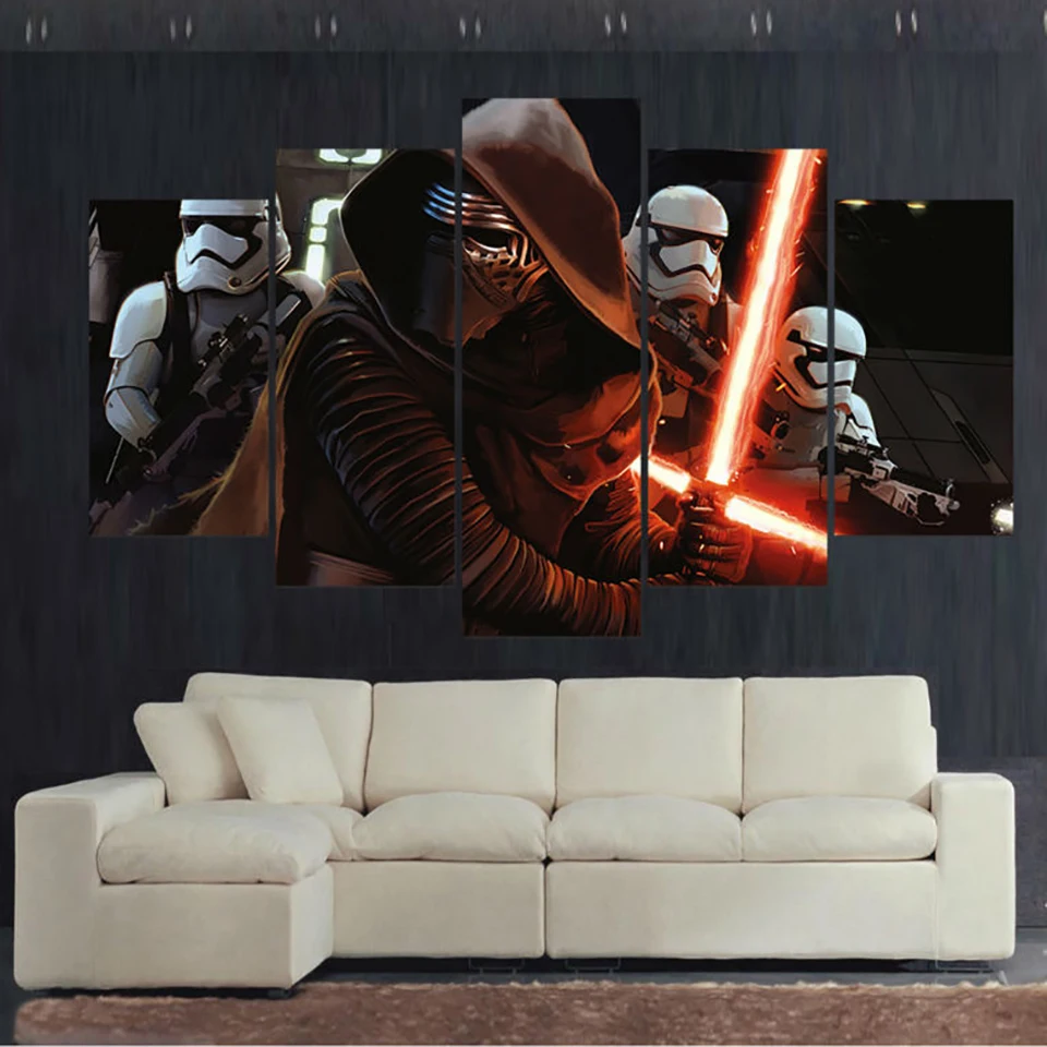 

Modern HD Printed Framework Canvas Painting 5 Panel Star Wars Movies Scene Poster Art For Home Living Room Wall Pictures Decor
