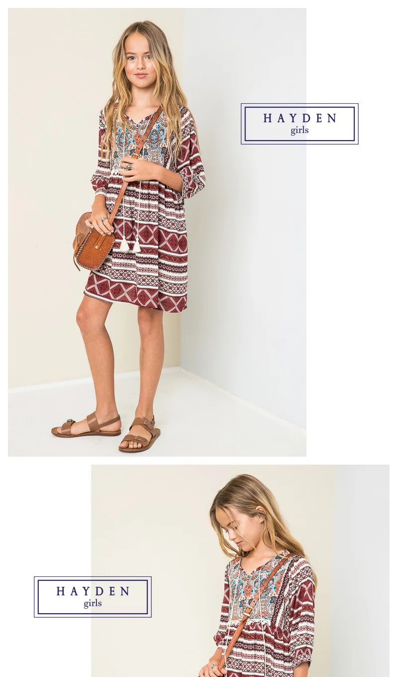 Printed Peasant Dress G5014-1