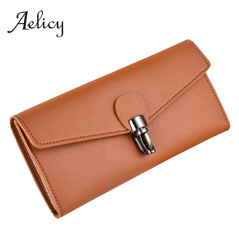

Aelicy Bullet Hasp Laides Long Wallet Flip Cover Women Daily Use Clutch Money Bag Card Holder Female Purse Long High Quality