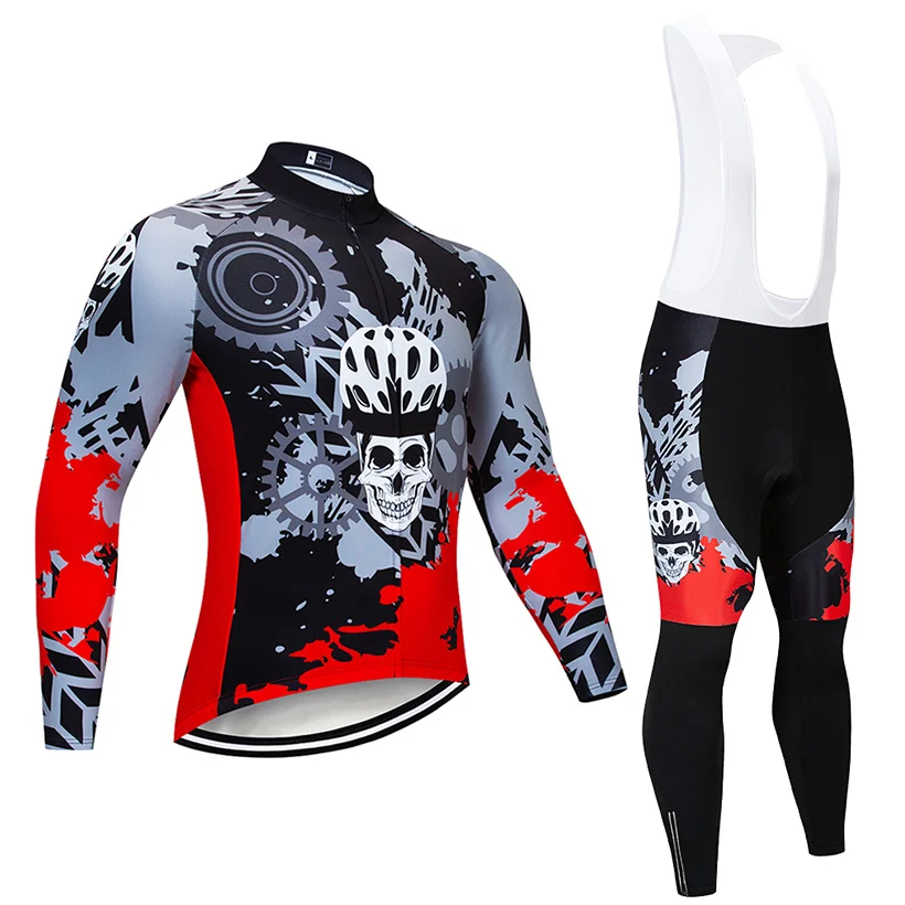 Зимняя велосипедная майка 9D брюки набор MTB Скелет велосипедная одежда мужская Ropa Ciclismo термо флисовая велосипедная куртка одежда для велоспорта