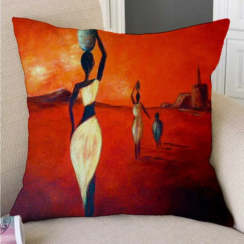 

Abstract Africa Oil Painting African Lifestyle Sofa Decorative Pillow Case Beautiful Living Room Exotic Decoration Cushion Cover