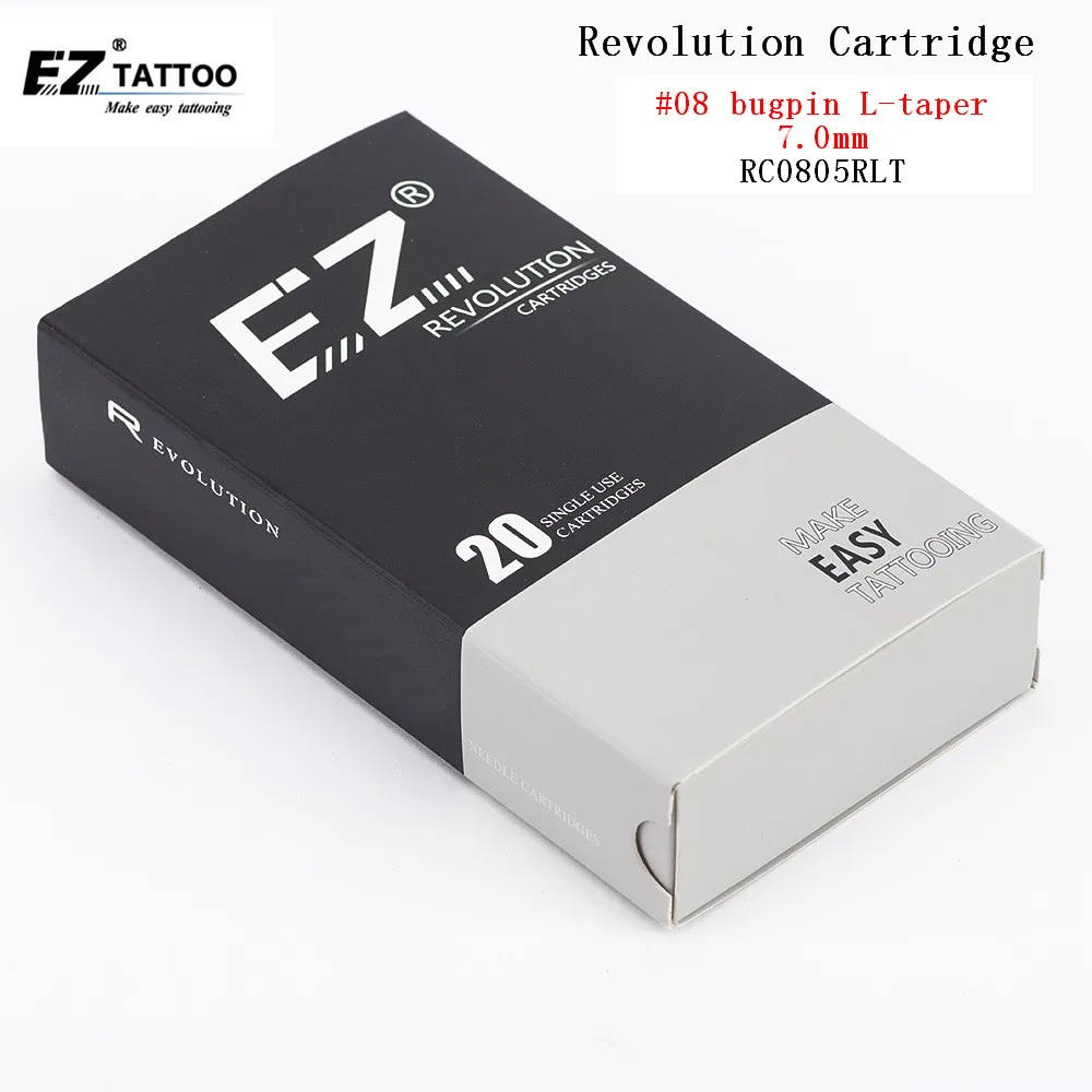 

EZ Revolution Needle Cartridge RC0805RLT Round Liner Tattoo Needle #08 Bugpin Super Tight 7.0 mm Long Taper 20PCS/Box