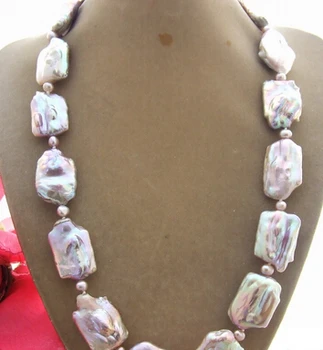 

FREE SHIPPING>>> N4106 Natural Purple Rectangle Keshi Pearl Necklace