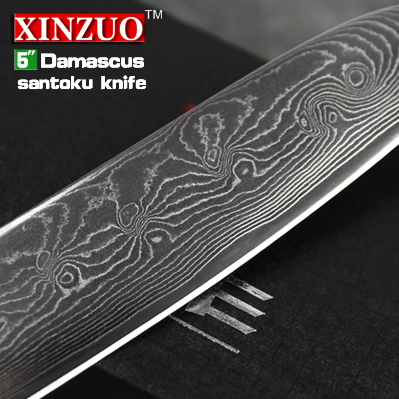 XINZUO 5 &quotдюймов Santoku Ножи японский vg10 Дамасская сталь двойной кованый кухонный нож