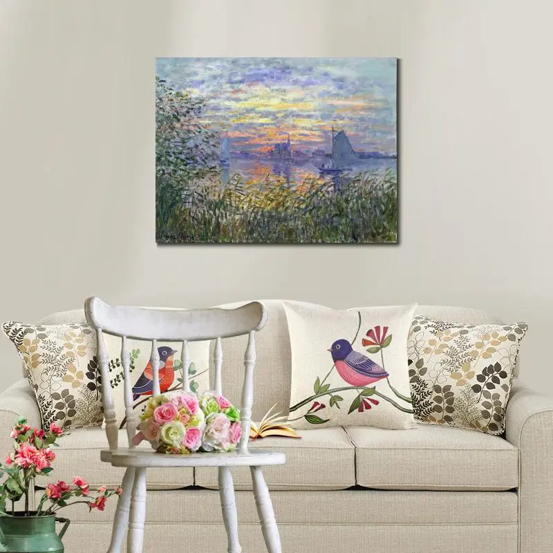 Hand-Painted-Oil-paintings-Claude-Monet-Canvas-art-Sunset-on-the-Siene-High-quality-home-decor (2)
