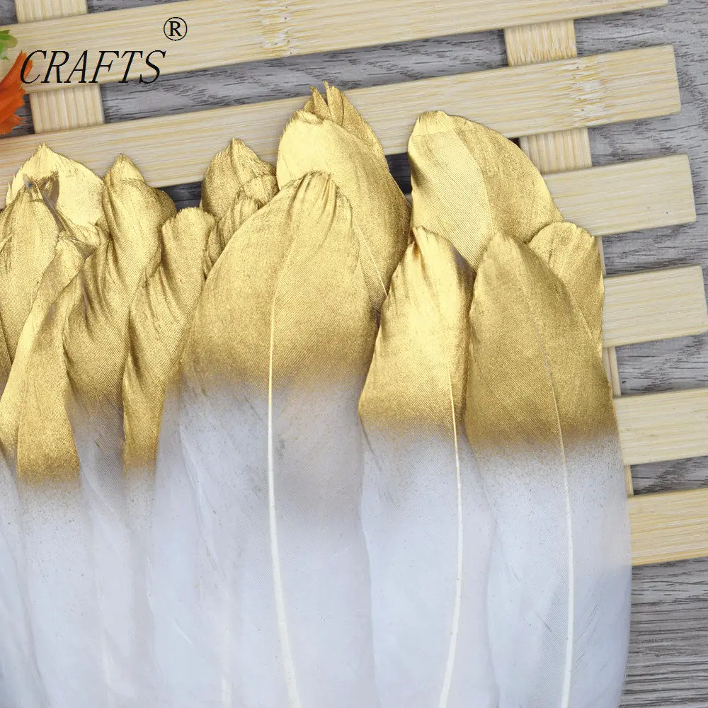 

20 pcs 15-20cm Beautiful Golden Goose Feather DIY Jewelry Decoration Carnival Garment Accessories