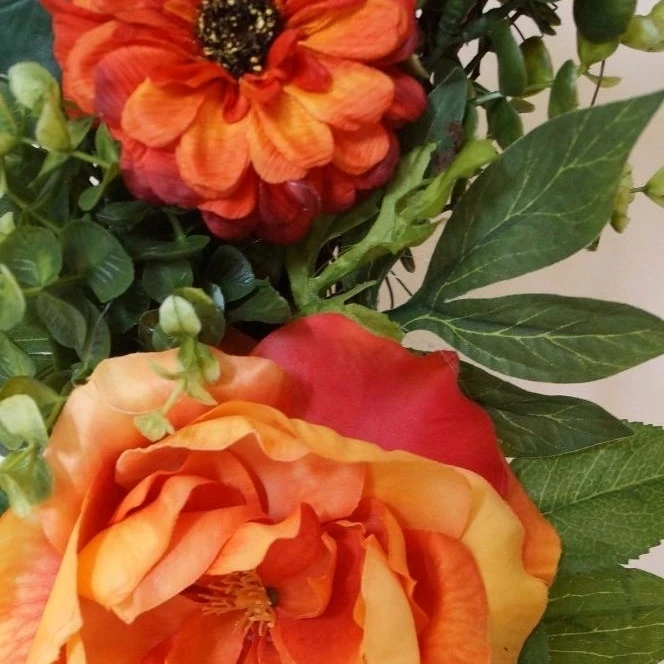 Summer Wreath, Orange Rose Country Rustic Roses Eucalyptus Wreath (2)