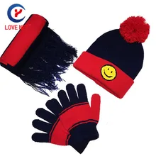 2017 Creative Fashion Gift One Set For children Winter Warm Knit Hood Fashion Scarf gloves Jacquard Knitted hat set #161107_x96