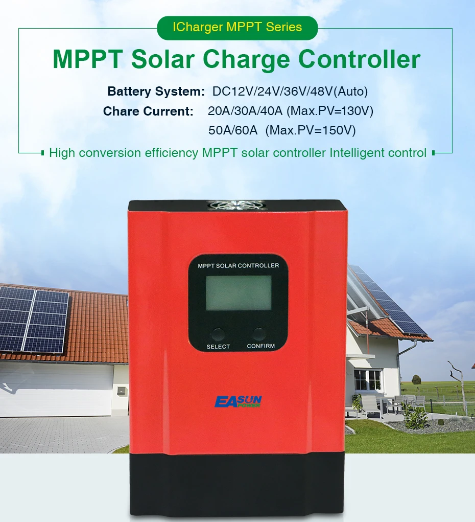 EASUN POWER MPPT Solar Controller 40A 60A 48V36V Solar Charger 24V12V Battery Charge Max 150VDC Input Auto Back-light LCD_01