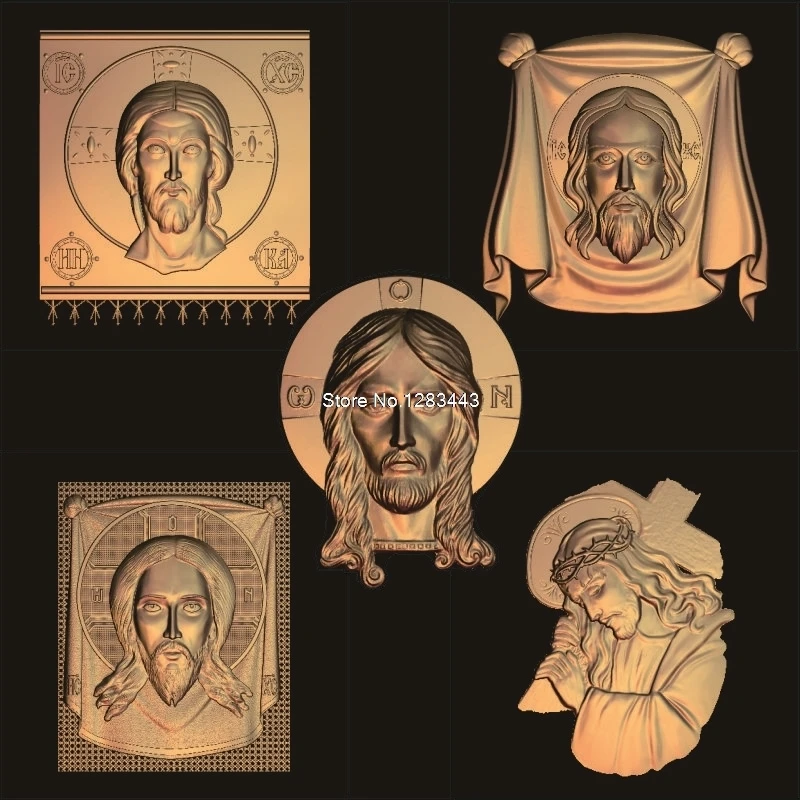 5 шт. Jesus_Christ голова 3d модель STL рельеф для ЧПУ STL формат Jesus 3d рельеф модель STL маршрутизатор 3 оси гравер ArtCam