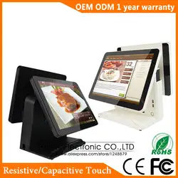 Хайна Touch 15 дюймов Сенсорный экран Ресторан POS Системы двойной Экран POS машина