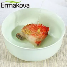 ERMAKOVA Resin Color Changing Lucky Money Toad Figurine Frog Statue with the Coin Feng Shui Tea