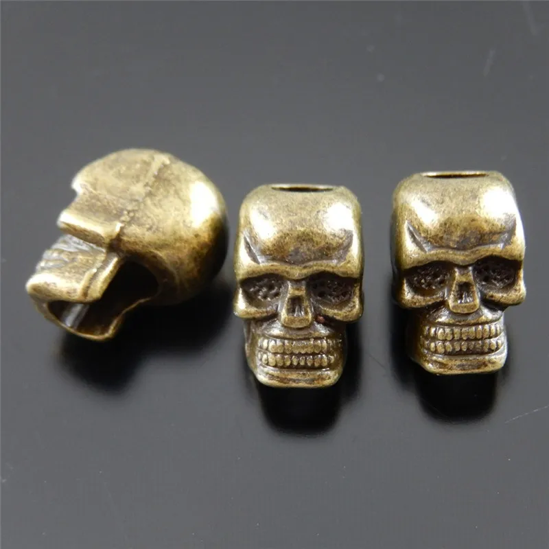 50PCS Antique Bronze Tone Mini Small Skull Skeleton Beads Jewelry Making Accessory Bracelet Necklace Component Handmade Crafts