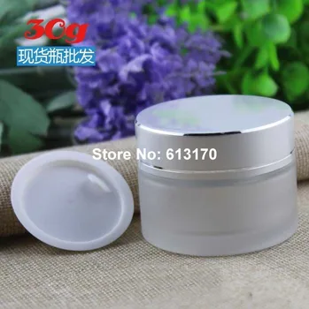 

HIgh grade 30ml 30g Glass empty cream Jar with Silver lid cosmetic packing Container frosted Clear refillable jars 10pc/lot