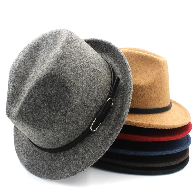 Шерсть женская мужская фетровая шляпа для зимы и осени элегантная женская фетровая шляпа с поясом