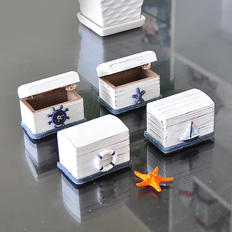 

Small Jewelry Box Creative Design Mediterranean style White Washed Vintage Box Ornaments Gift