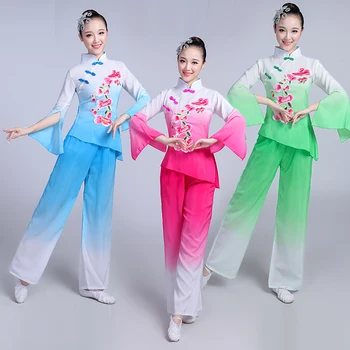 

Traditional Chinese Clothes Women Yangko Dance Costume Floral Ethnic National Folk Dancewear Cosplay Clothing Oversize 3XL 4XL