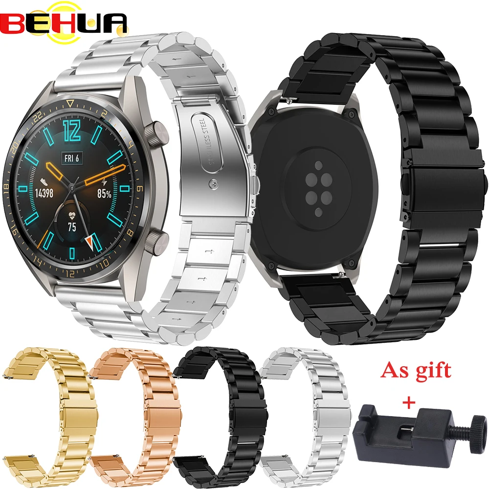 Оригинальный ремешок для Huawei watch GT watch band для Xiaomi Huami Amazfit Stratos 2 2S браслет 22 мм браслет из нержавеющей стали|Смарт-аксессуары|   | АлиЭкспресс