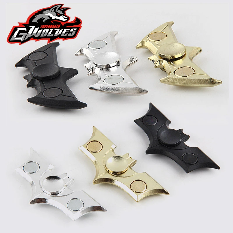 

Hot Sale 2 boxes Fast Bearing Black hand Spinner metalen Batman Finger Tri-Spinner EDC Relieve stress ADHD Fidget toy