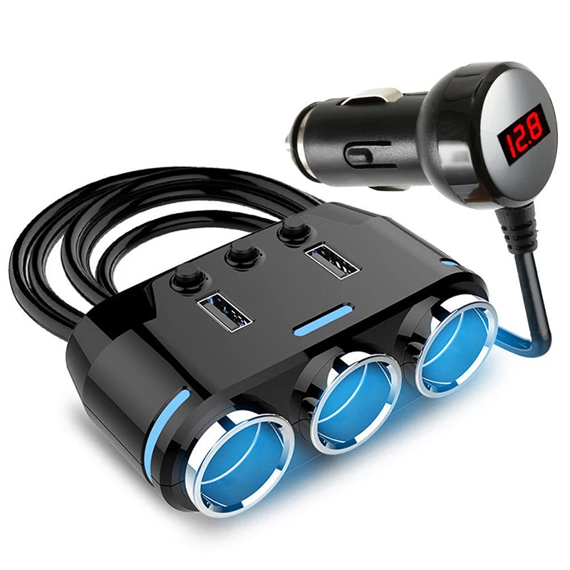 12 V-24 V розетка для автомобильного прикуривателя сплиттер светодиодный USB Зарядное устройство адаптер 3.1A 100W обнаружения для телефона MP3 DVR аксессуары
