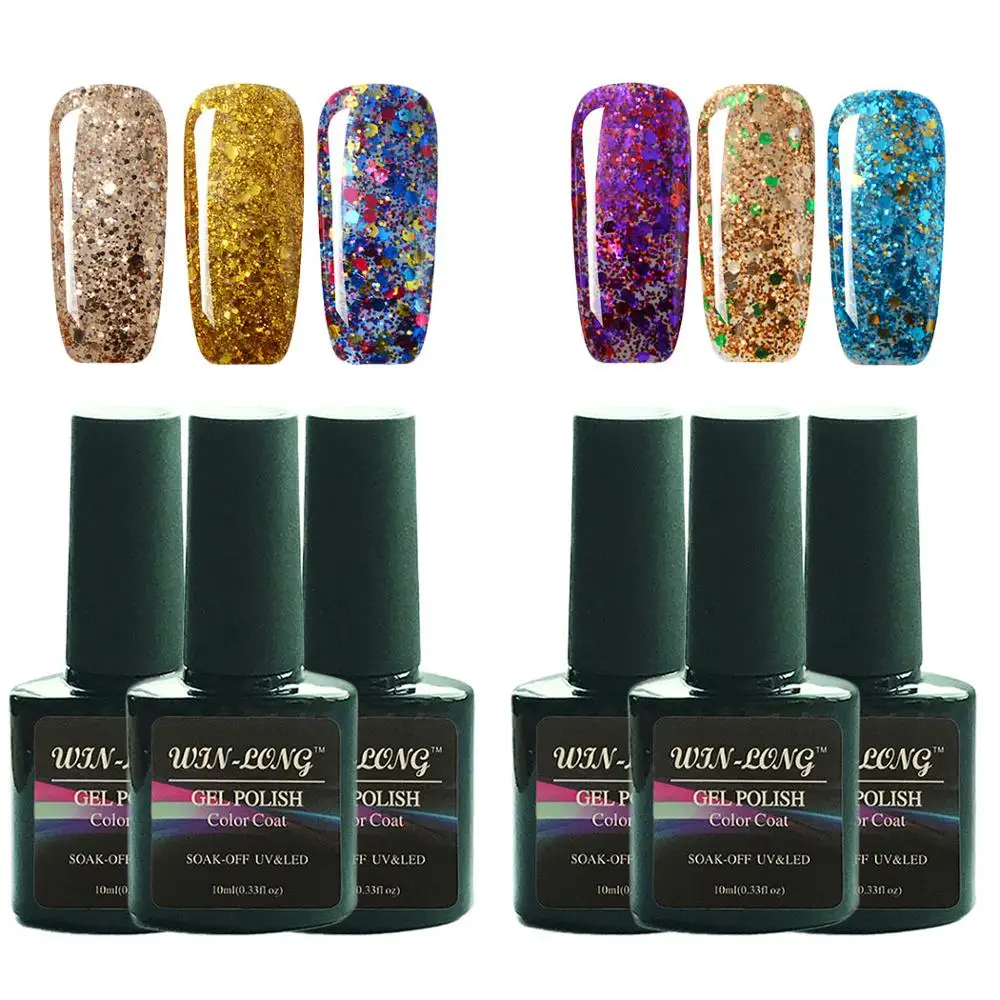 6 шт./компл. Алмазный Блеск Bling платины Soak Off UV Гель для ногтей Роскошные блестящие
