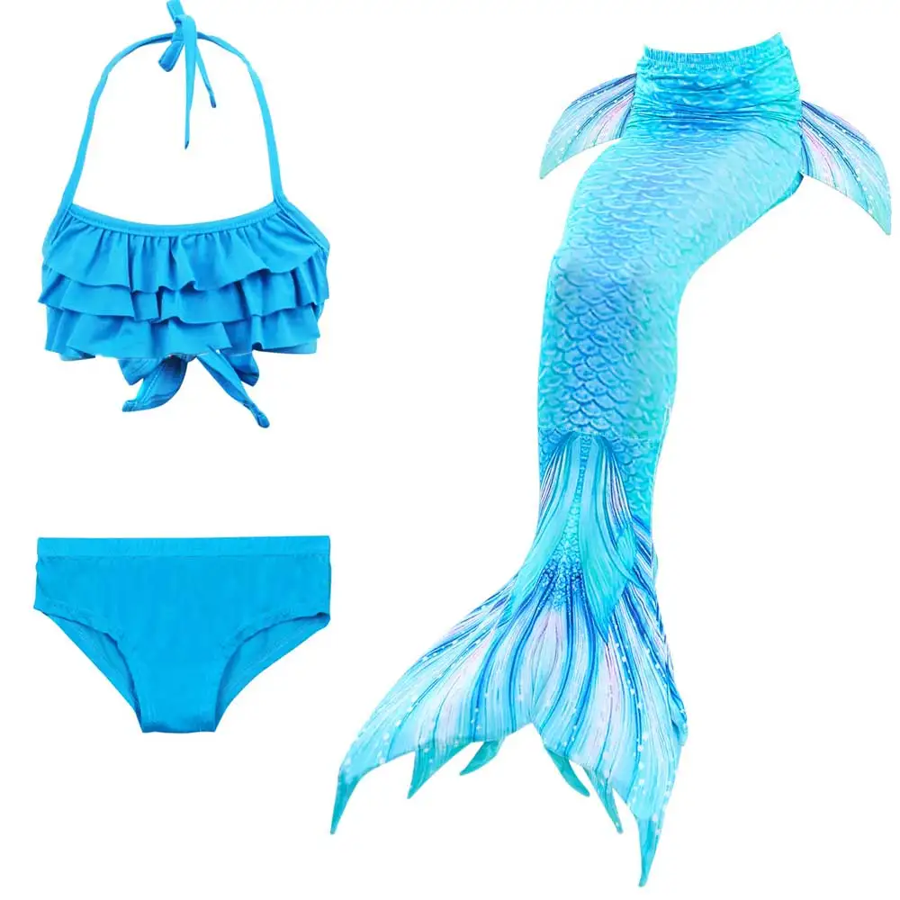 Купальные костюмы с хвостом русалки для девочек Купальник вечерние бикини для косплея купальный костюм с хвостом русалки для ласты для плавания костюм - Цвет: 3pcs Mermaid Tail 5
