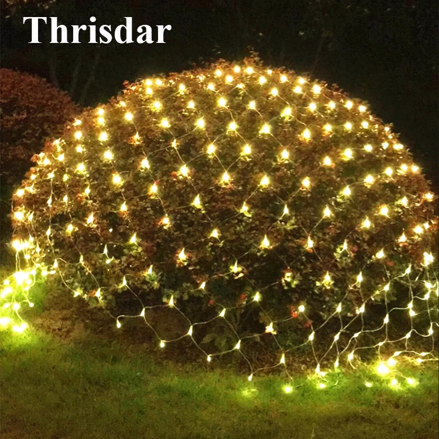 

Thrisdar 2X2M 3X2M 6X4M Christmas LED Net Mesh Fairy Lights String 8 Modes Outdoor Party Christmas Wedding Garden Decor Light