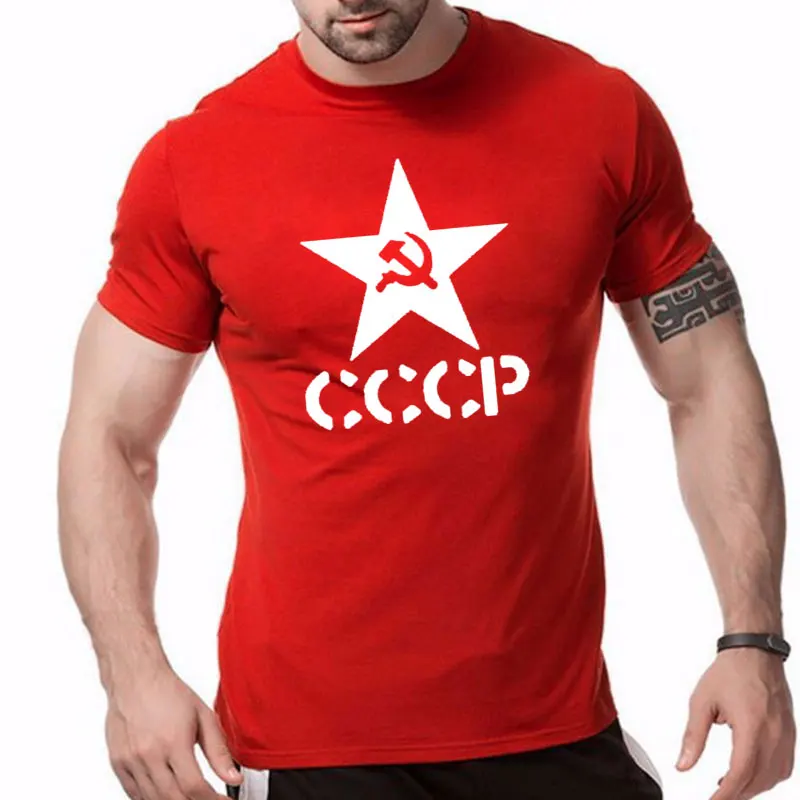 

Summer CCCP T Shirts Men USSR Soviet Union KGB Man T-shirt Short Sleeve Moscow Russia Tees Cotton O Neck Tops Free Shipping
