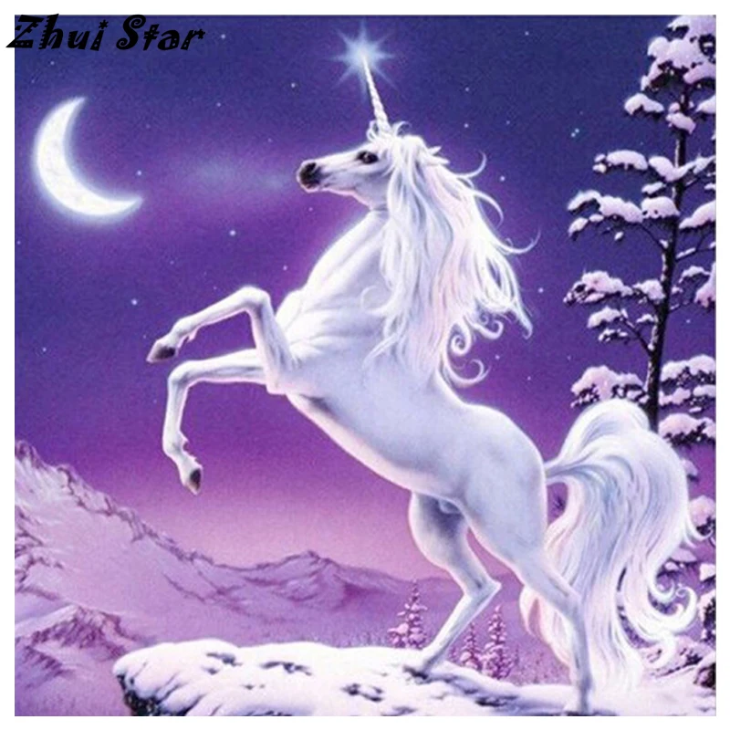 

NEW Diamond Embroidery 5D DIY Diamond Painting White Unicorn Diamond Painting Cross Stitch Rhinestone Mosaic Home Decor FC79