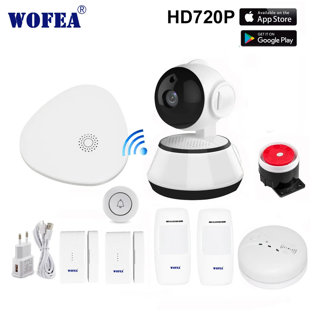 wofea wifi camera alarm system smart home wifi gataway v10 APP & phone call security kits wofea wifi camera alarm system smart home wifi gataway v10 APP & phone call security kits