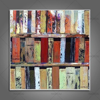 

Hand Painted Colorful Books Canvas Painting Modern Abstract Oil Painting on Canvas Wall Art Home Decorations Living Room