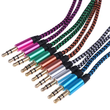 

1m Car Aux Cord Nylon Jack Audio Cable 3.5 mm to 3.5mm Aux Cable Male to Male Cloth Audio Aux Cable Gold Plug
