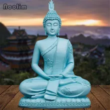 Estatua de Buda de resina azul, esculturas de Budismo de Tailandia, estatuillas de Buda Feng Shui, decoración para el hogar y la Oficina, adornos de regalo artesanal