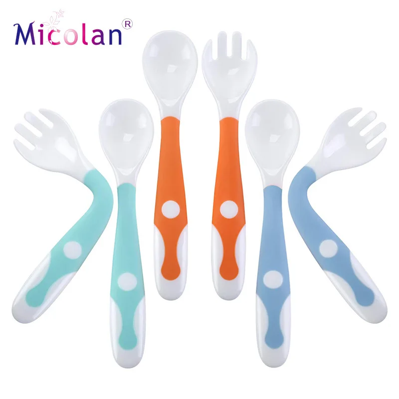 

2Pcs Bendable Baby Spoon Fork Set Toddler Infant Learning Tableware Flatware Utensils Kids Cutlery with Storage Box
