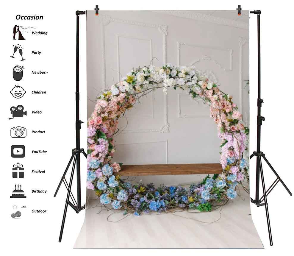 Laeacco шик настенные Свадебные цветы фон венок арки дверь ребенок День рождения Празднование Фоны Photocall Фотостудия