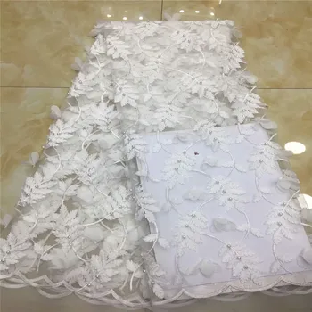 

African Lace Fabrics 2019 Nigerian Lace Fabrics 3D Appliqued African Tulle French Lace Materials beads For Women dress x82-79