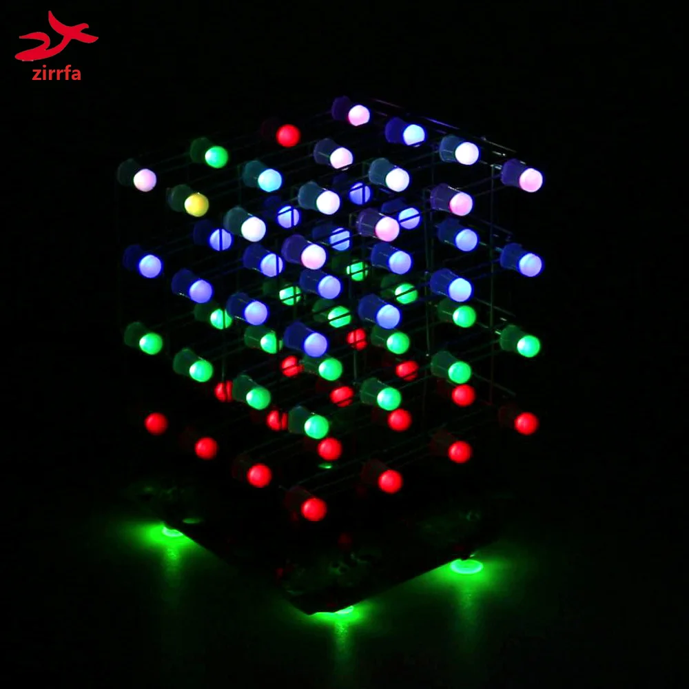 

New 3D4X4X4 pixels cubeeds Full Color RGB LED Light display Electronic DIY Kit /Junior 4*4*4 support Audrio high quality