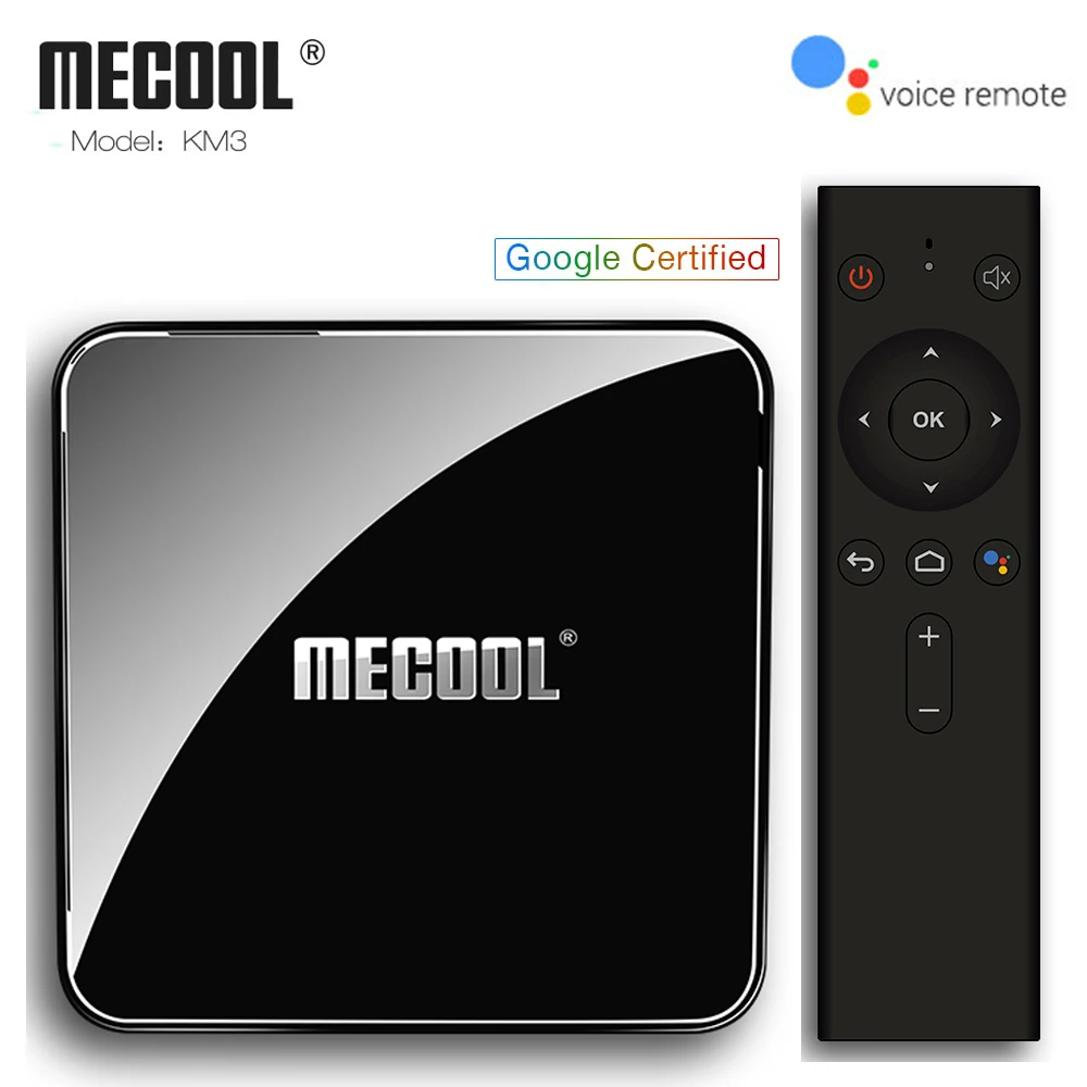 MECOOL KM3 Android 9,0 ТВ приставка Amlogic S905X2 4 Гб DDR4 128 ГБ Bluetooth 4,1 2,4G+ 5G WiFi Голосовое управление ТВ приставка медиаплеер