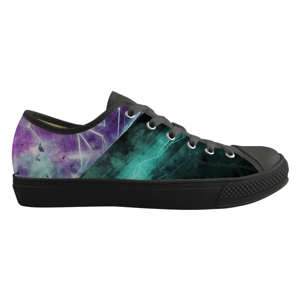 

ELVISWORDS Colorful Rubber Vulcanized Shoes Black Sole Simplism Geometry Fashion Low Top Men and Boys Outdoor Shoe Cool Trainer