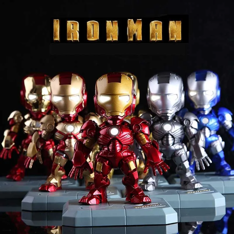 

The Avengers Super Hero Iron Man 3 MK42 15cm PVC Action Figures Collection Model Toys LED Flash Light Dolls With Gun Flag